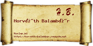 Horváth Balambér névjegykártya